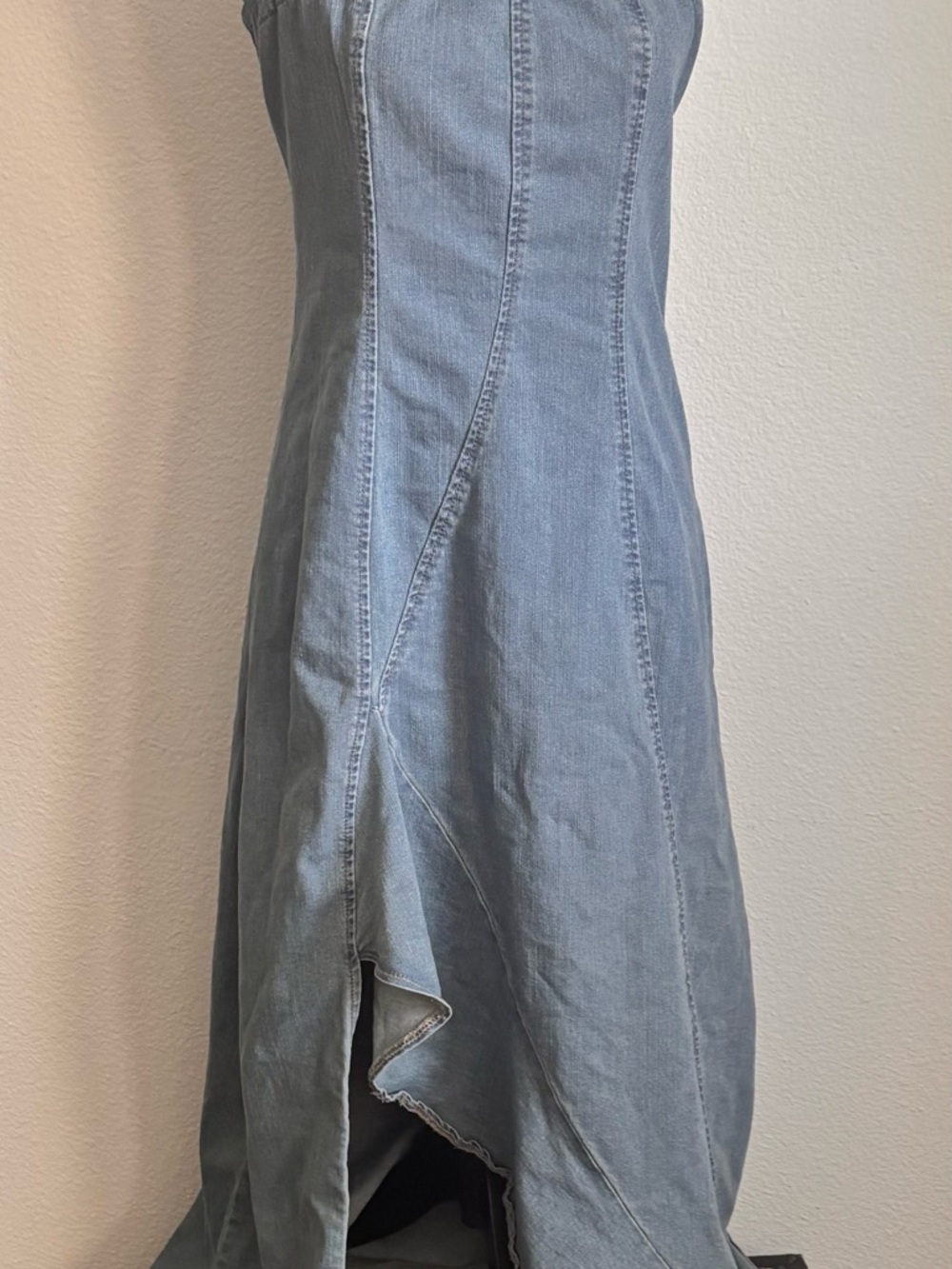 SHEIN Light Blue High-Low Denim Maxi Dress